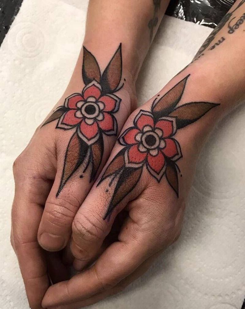 手纹身图片_手部Old School纹身图案