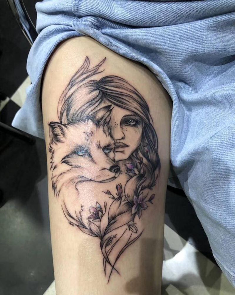 简约纹身图片_腿部纹身图案