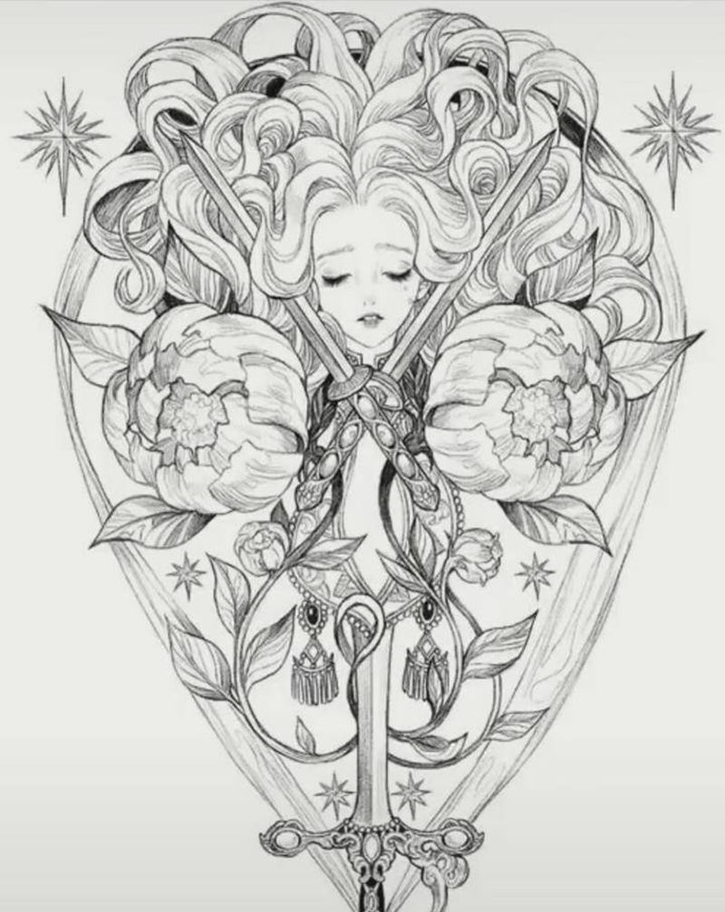 宫廷风格手稿纹身图片_手臂腿部新传统纹身图案