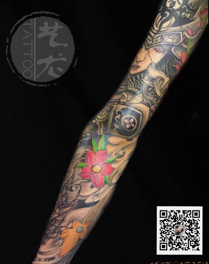 女武士纹身图片_手臂纹身图案