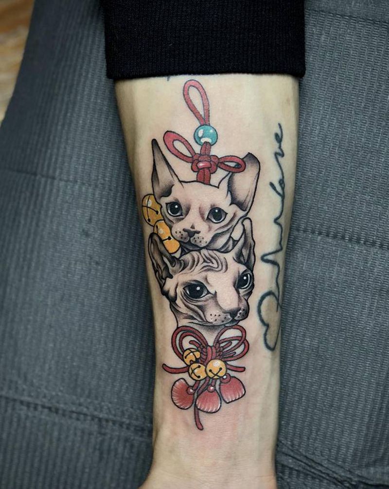 猫纹身图片_手臂New School纹身图案