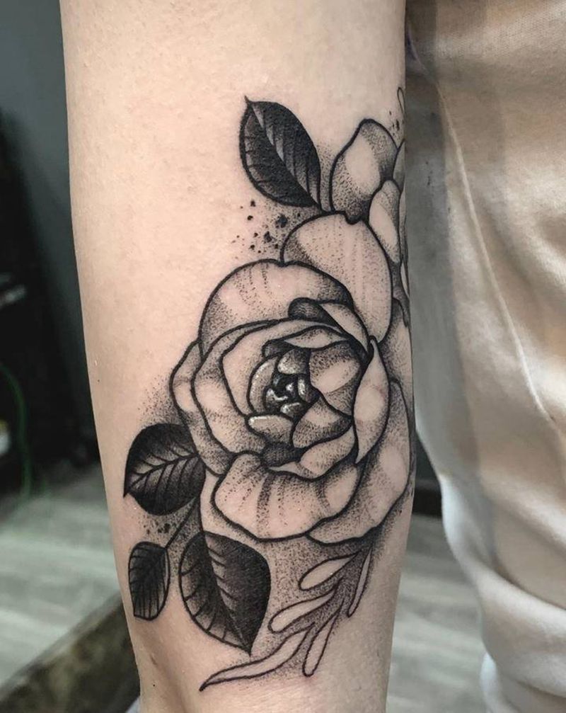 素花纹身图片_手臂点刺纹身图案