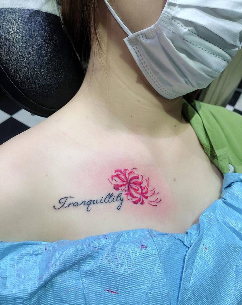 彼岸花纹身图片_胸部纹身图案