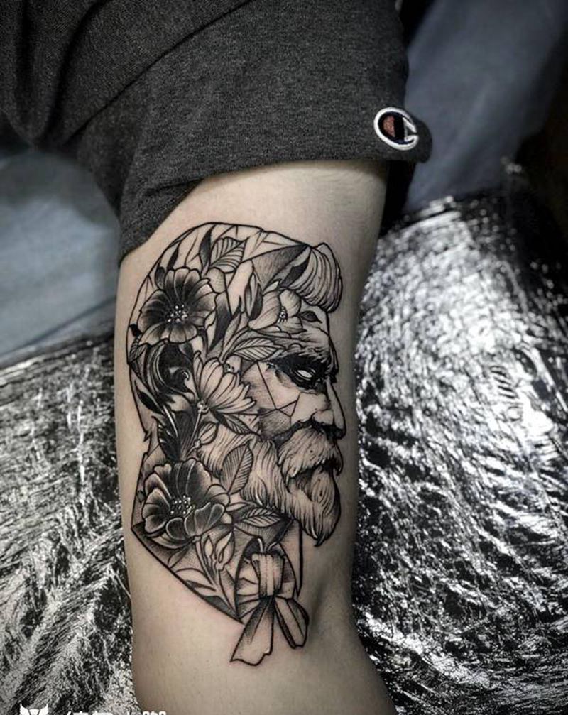 遮盖纹身图片_手臂点刺纹身图案