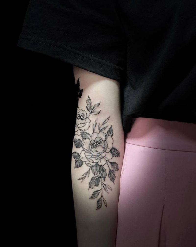 素花纹身图片_手臂小清新纹身图案