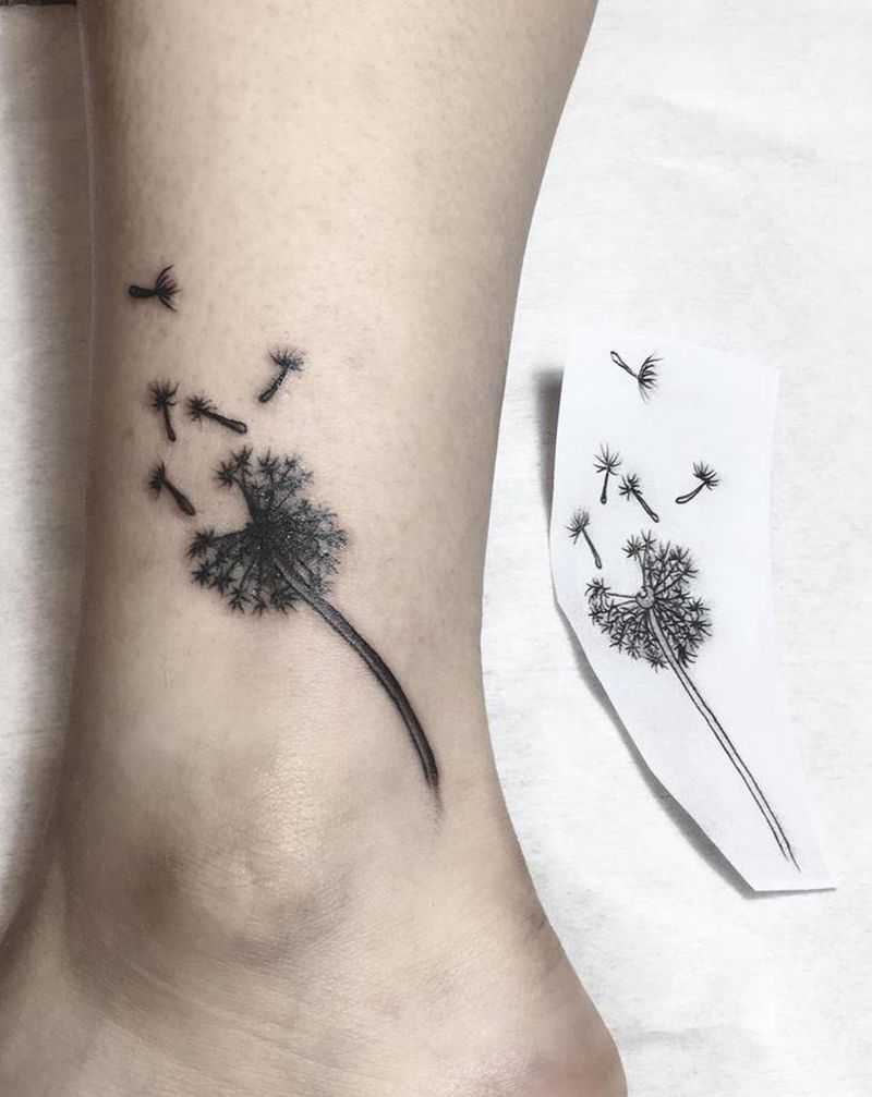 蒲公英纹身图片_脚部纹身图案