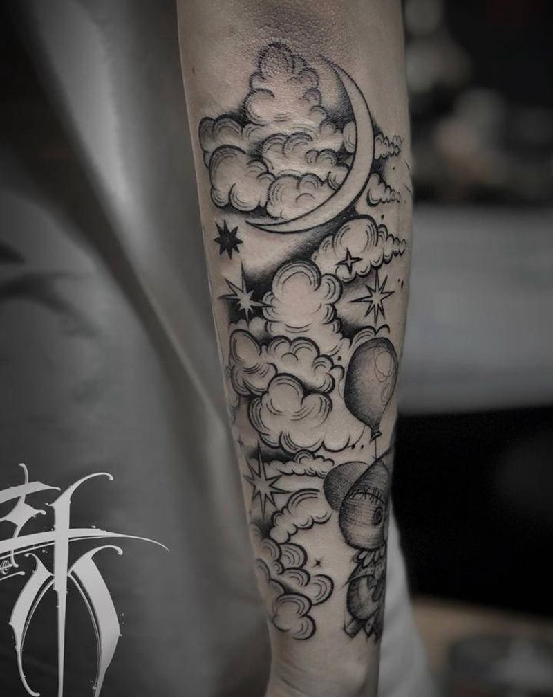 云纹身图片_手臂点刺纹身图案