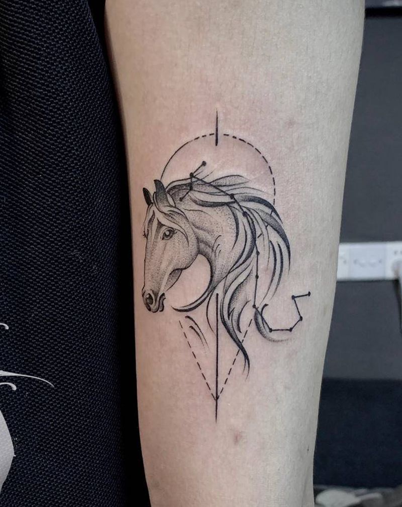 生肖 星座纹身图片_手臂点刺纹身图案