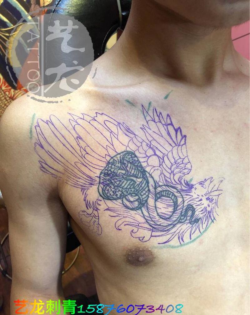 盖图与小图纹身图片_胸部手部纹身图案