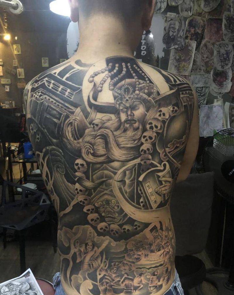 阎王纹身图片_背部新传统老传统纹身图案