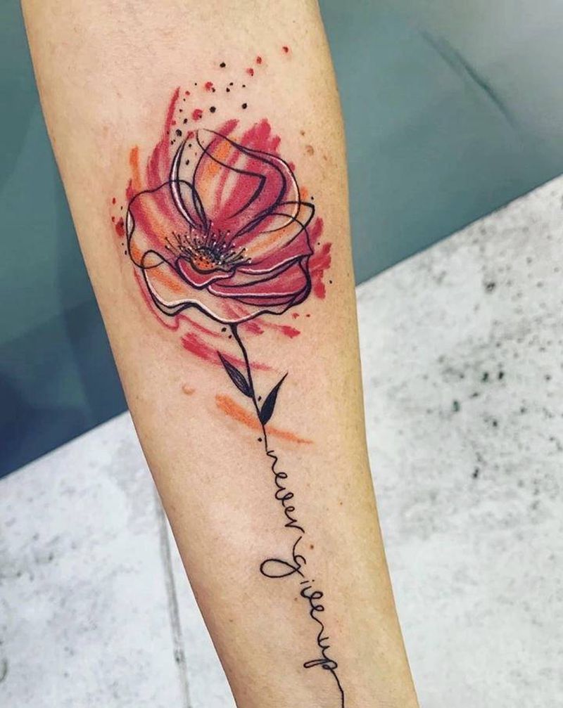 罂粟花纹身图片_手臂纹身图案