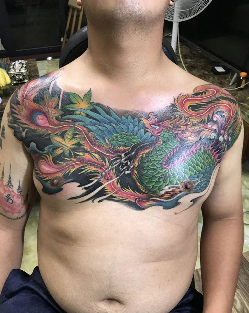 一个强行覆盖旧纹身纹身图片_胸部新传统纹身图案