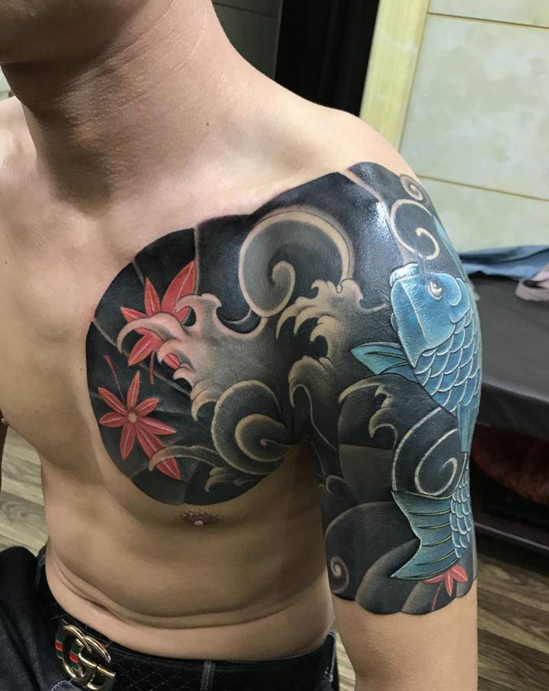 半甲修改作品纹身图片_胸部纹身图案