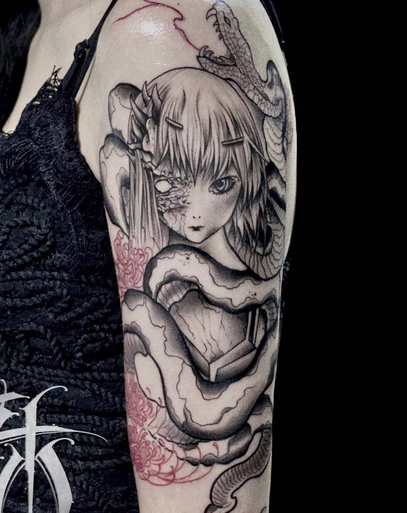 蛇纹身图片_手臂Old School纹身图案