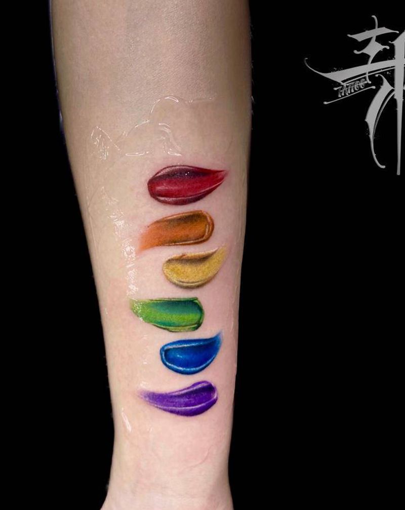 色彩纹身图片_手臂水彩纹身图案