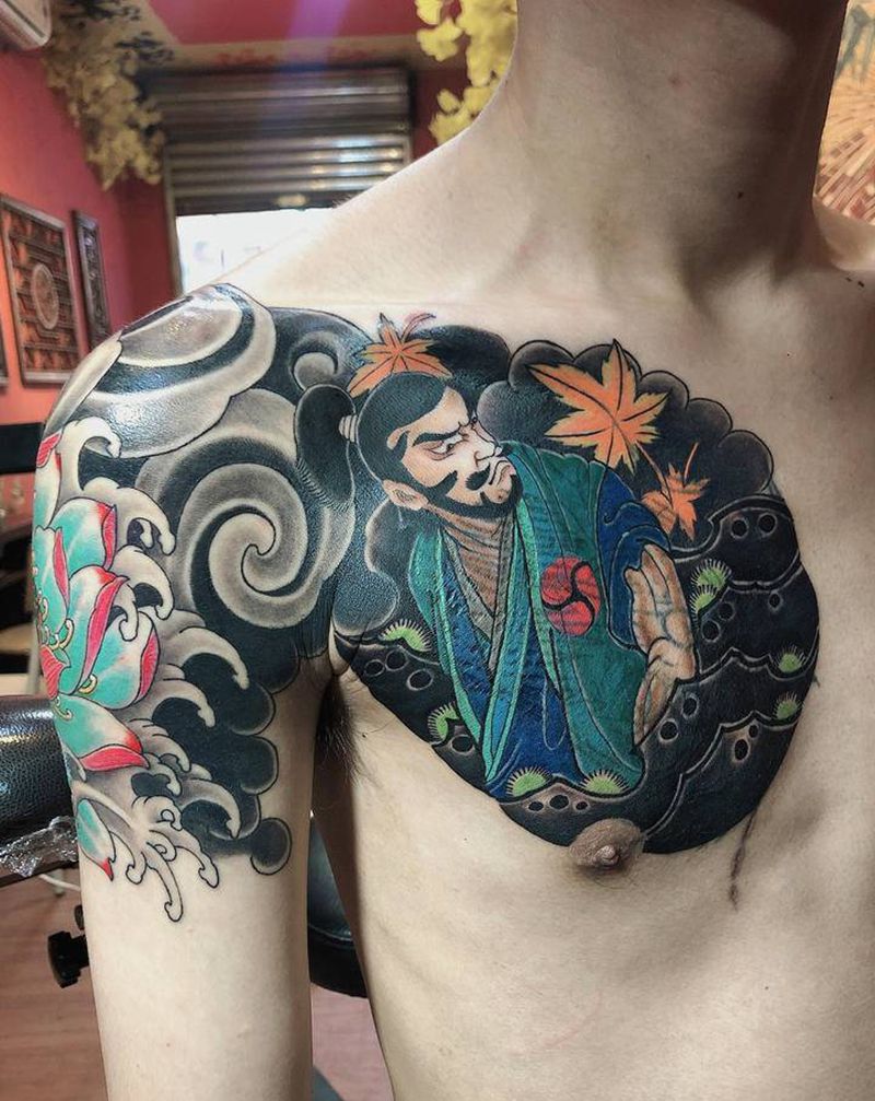 半甲纹身图片_肩部纹身图案