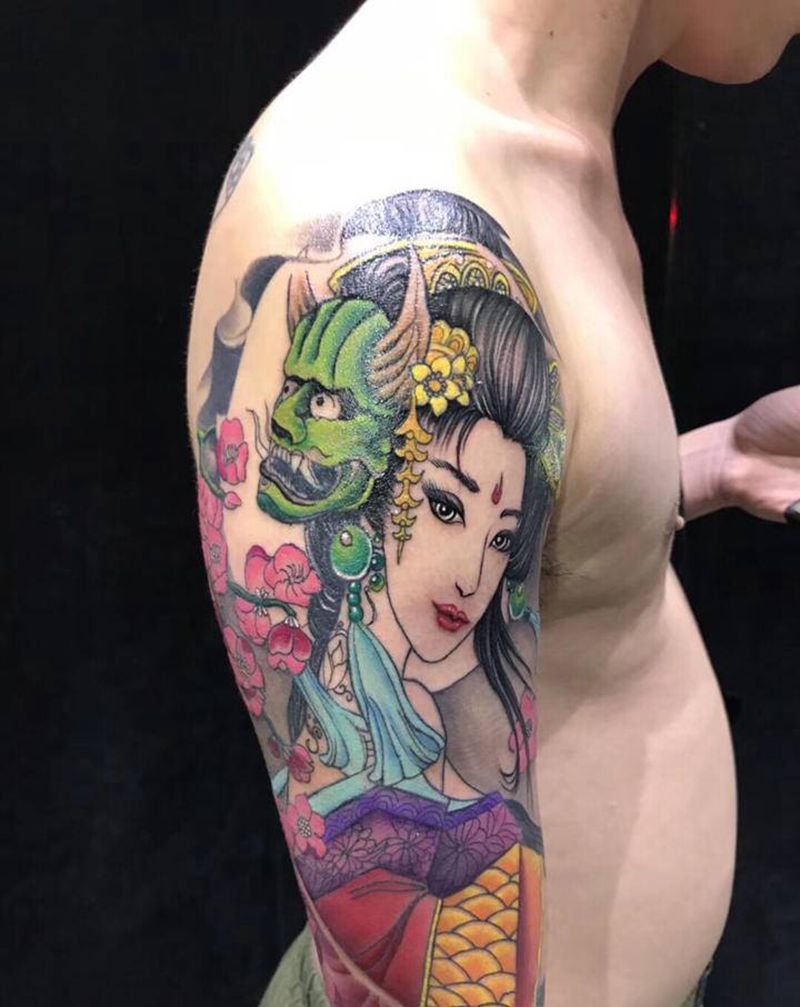 艺妓纹身图片_手臂纹身图案