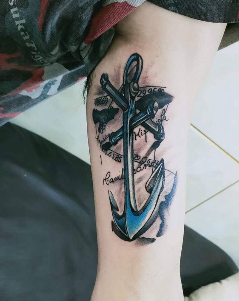 船锚纹身图片_手臂纹身图案