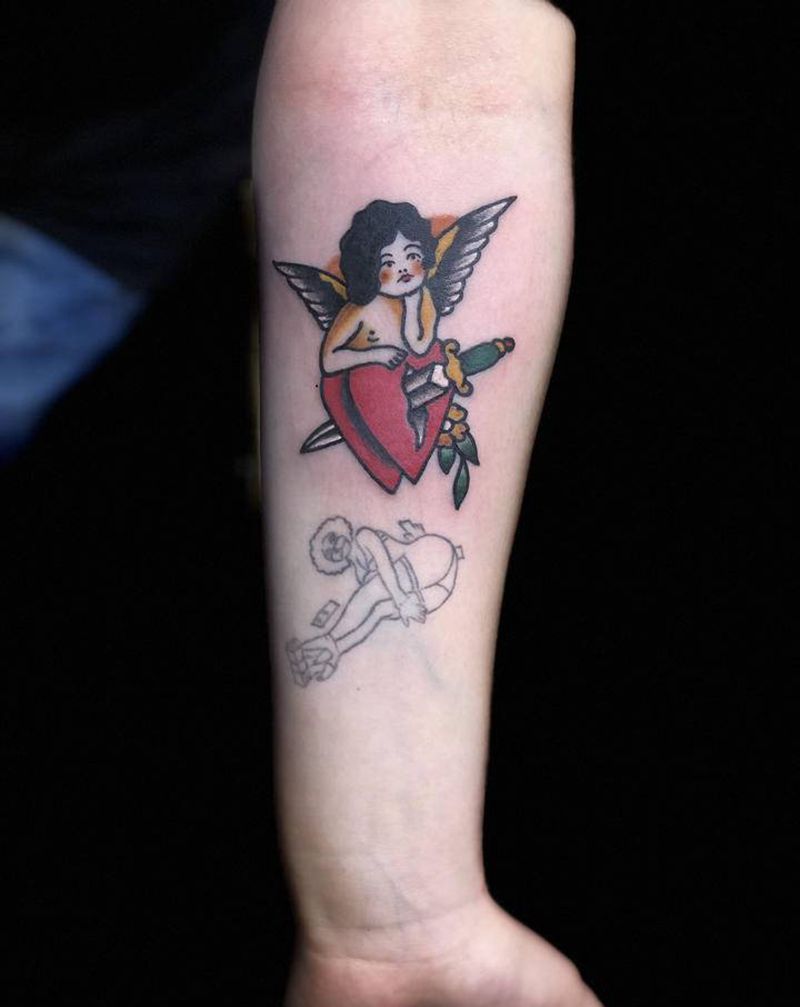 小爱神纹身图片_Old School纹身图案