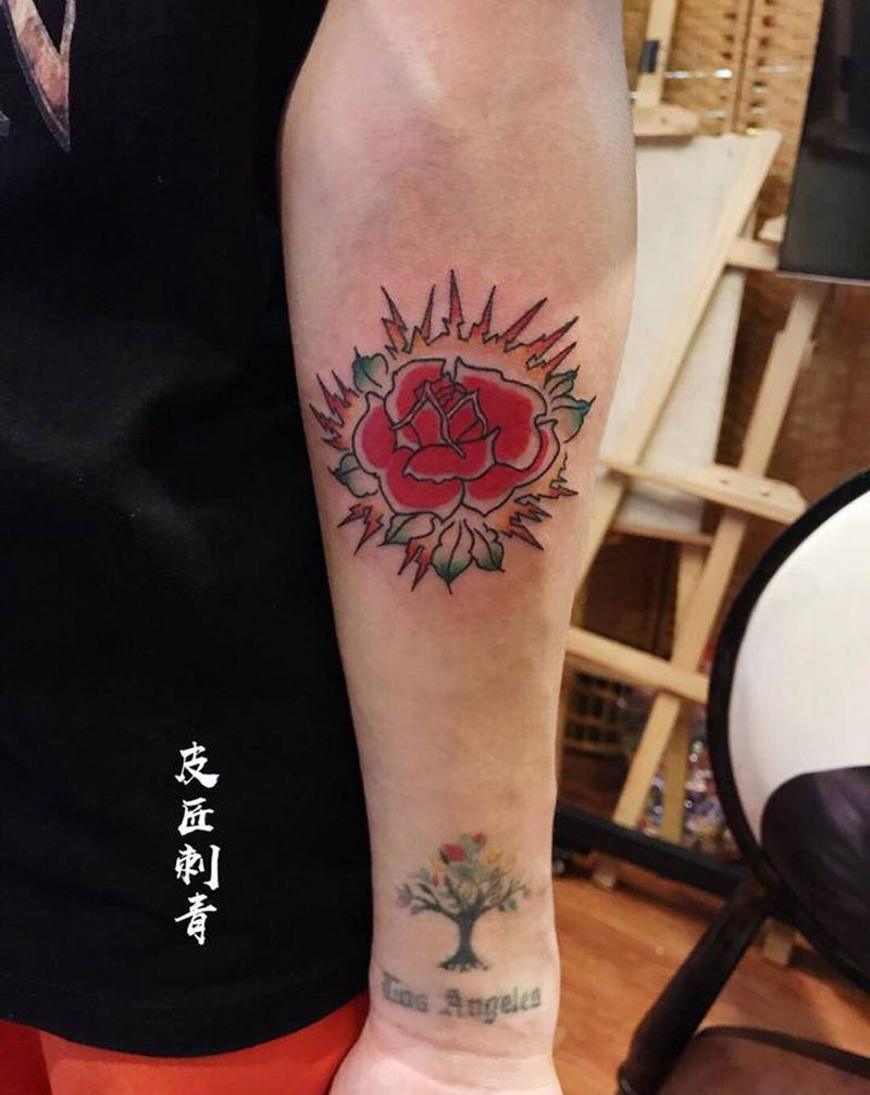 花纹身图片_手部Old School纹身图案