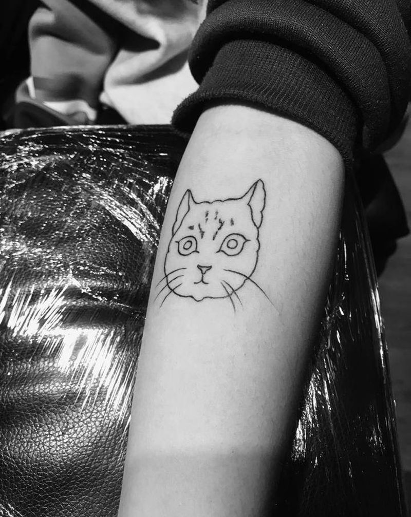 线条纹身图片_手臂新传统纹身图案