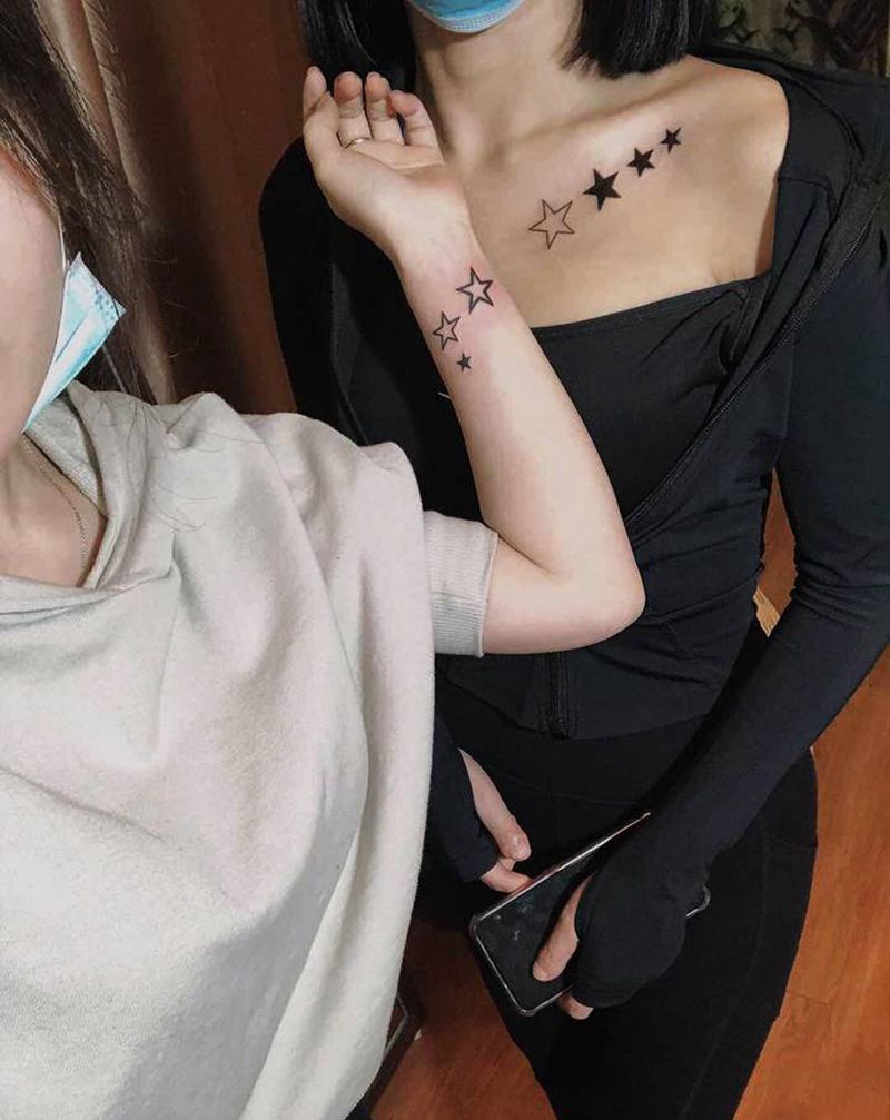 姐妹纹身纹身图片_颈部手部图腾新传统纹身图案