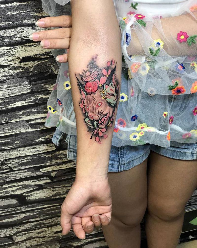 司芬克斯纹身图片_手臂水彩欧美写实纹身图案