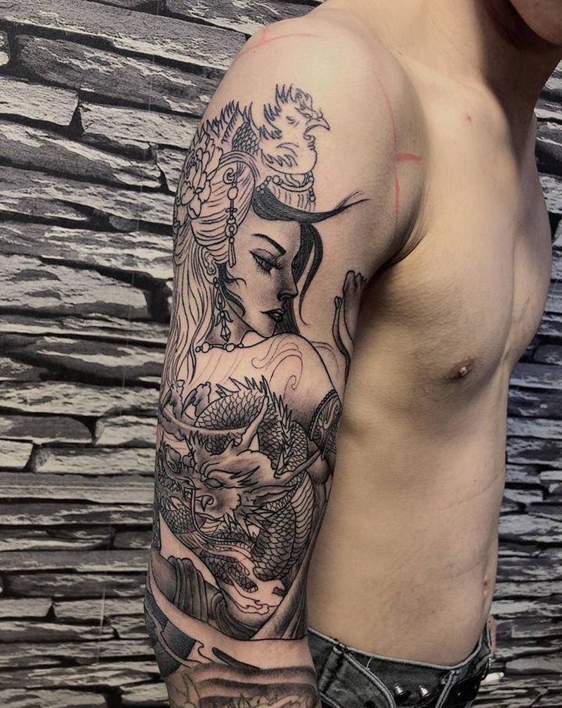 花臂添加纹身图片_手臂新传统纹身图案