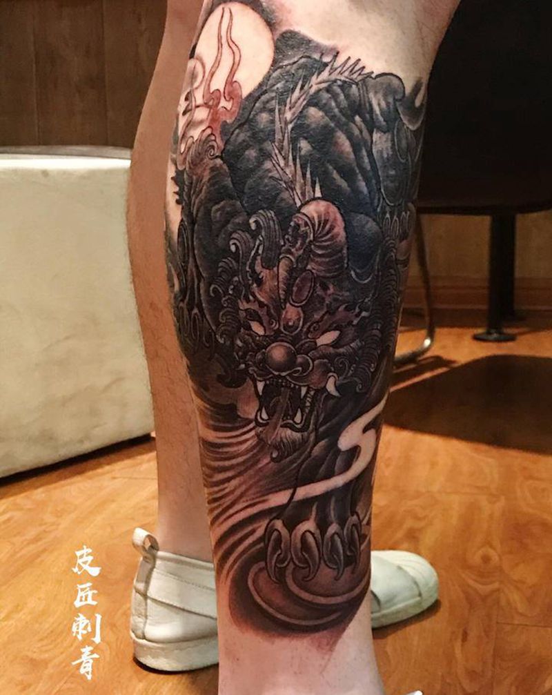 包小腿纹身纹身图片_腿部新传统纹身图案