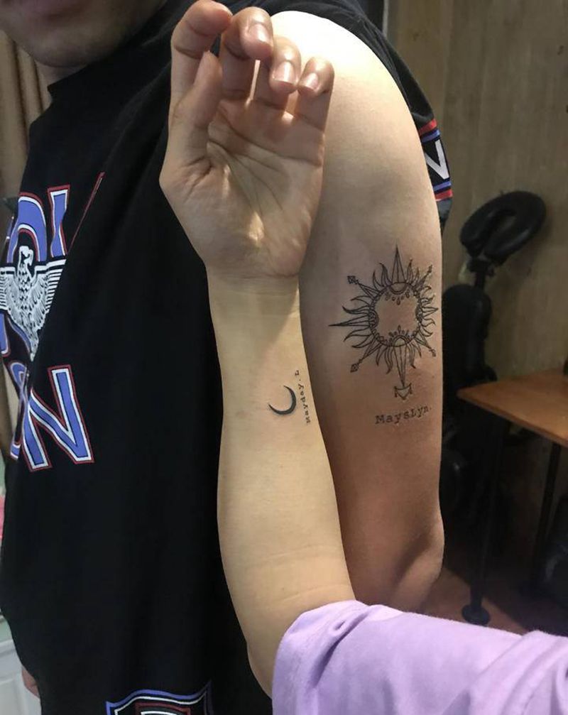 情侣纹身纹身图片_手臂新传统纹身图案