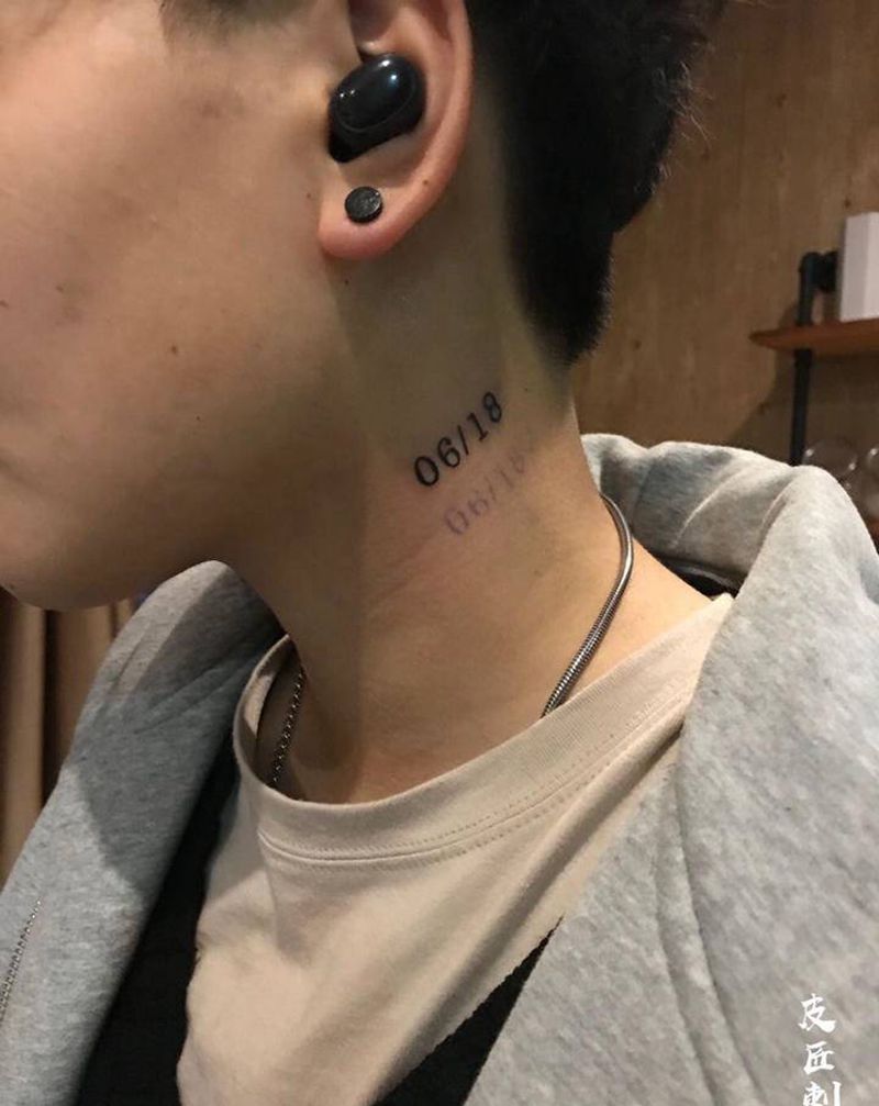 字体纹身纹身图片_颈部新传统纹身图案