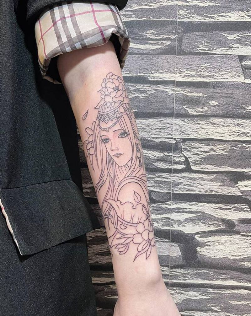 艺姬纹身图片_手臂新传统纹身图案