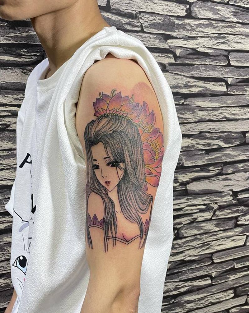 艺妓纹身图片_手臂新传统纹身图案