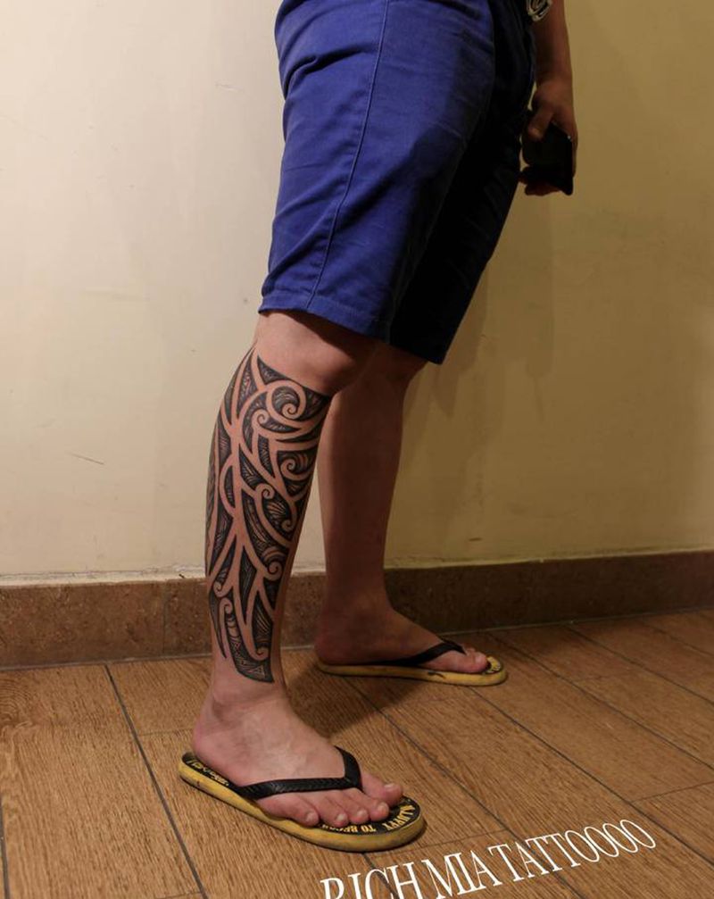 -纹身图片_腿部纹身图案