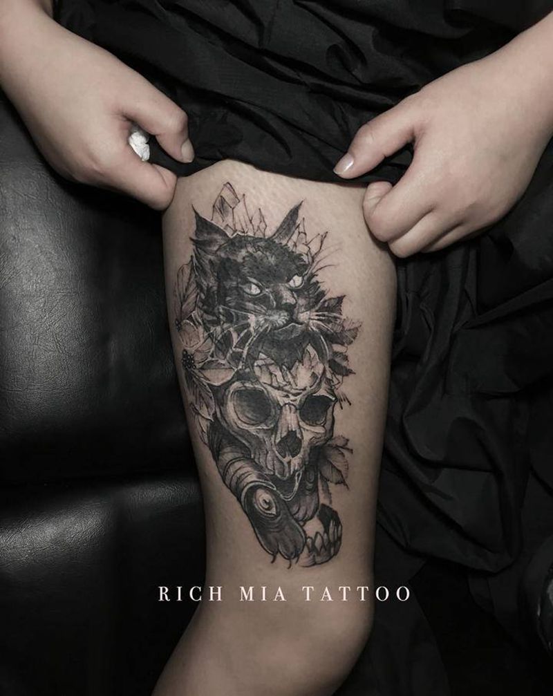 -纹身图片_腿部纹身图案