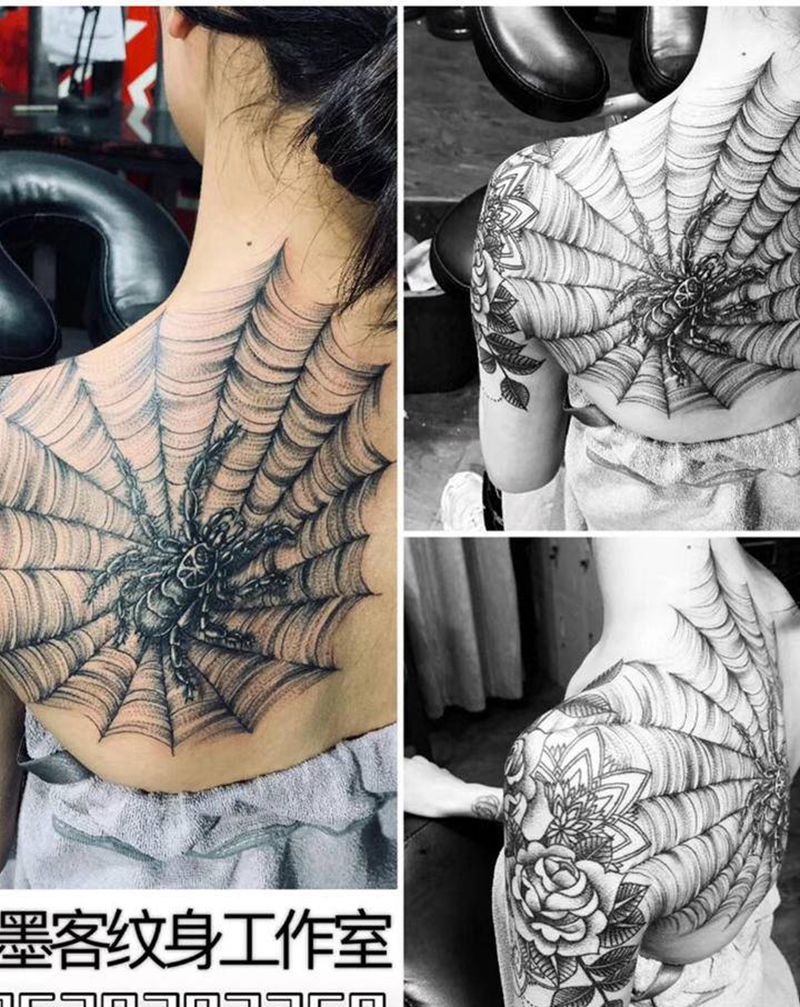 蛛网纹身图片_肩部纹身图案