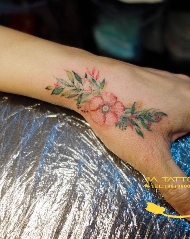 遮盖纹身图片_手臂手部水彩纹身图案