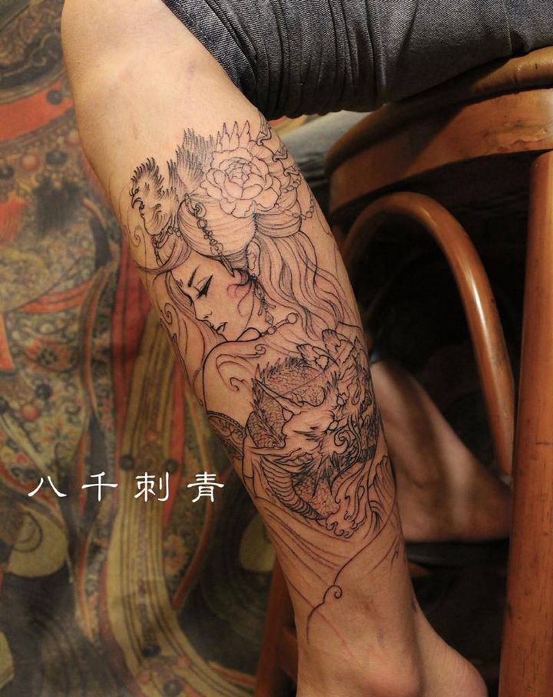 -纹身图片_腿部纹身图案