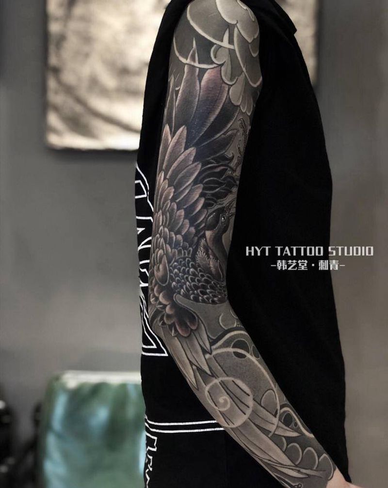 鹤纹身图片_手臂手部纹身图案