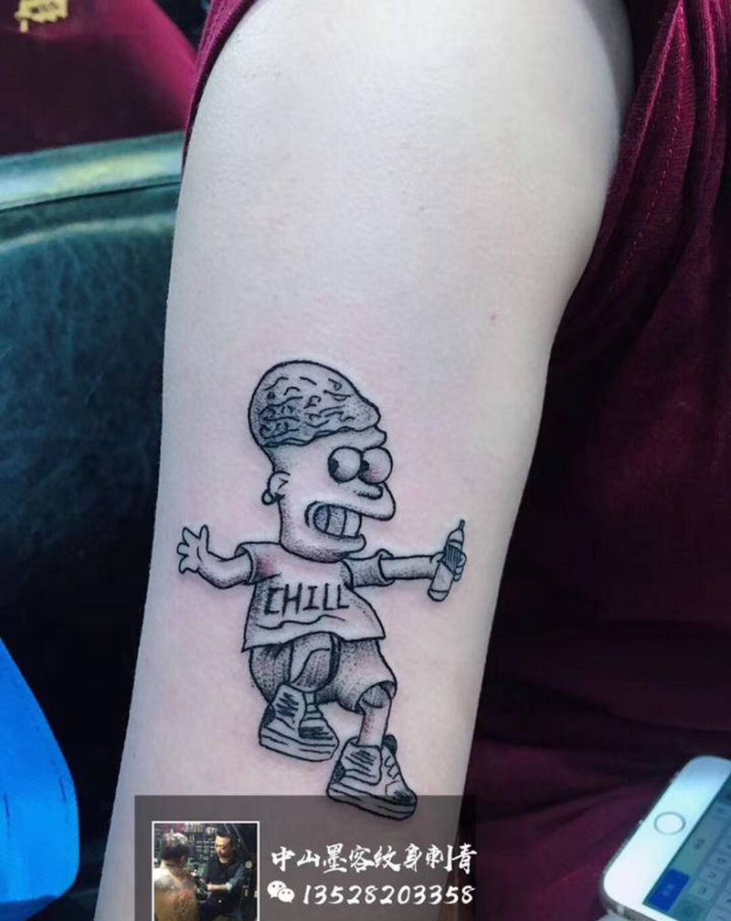 卡通纹身图片_手臂背部卡通纹身图案