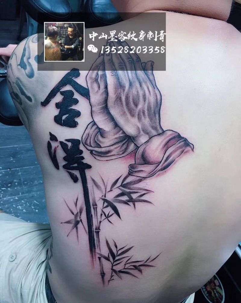 舍得纹身图片_背部水墨中国风纹身图案