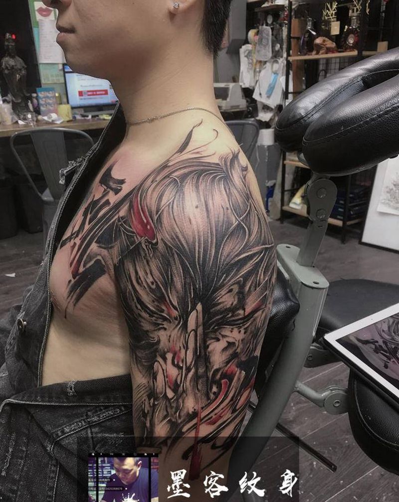 悟空纹身图片_肩部手臂纹身图案