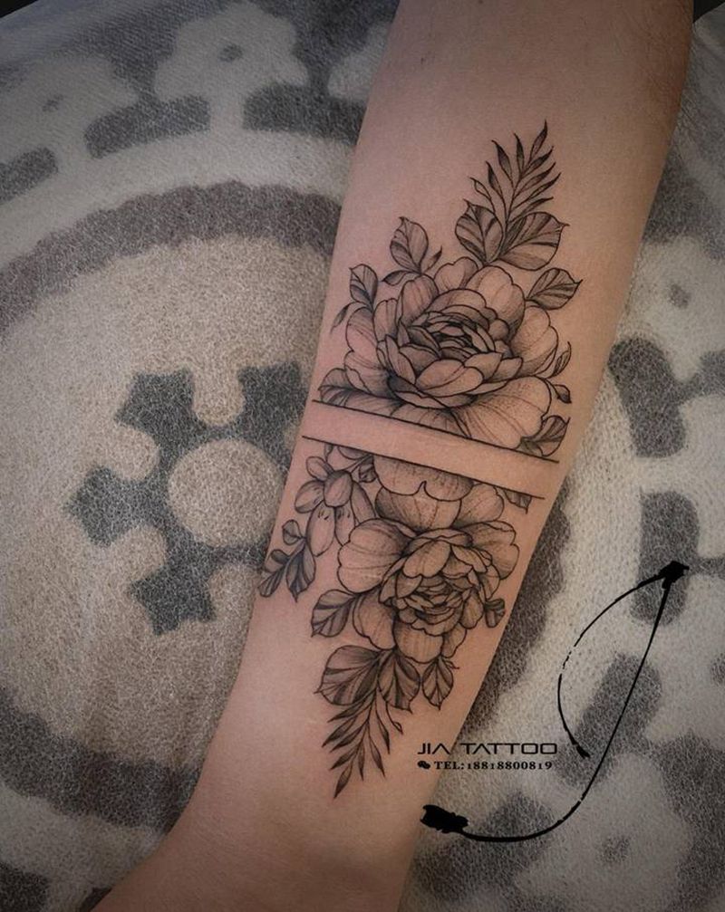 素花纹身图片_手臂手部点刺纹身图案