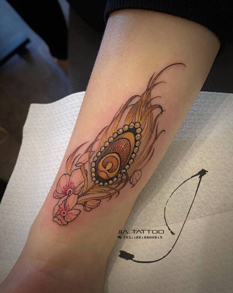 羽毛纹身图片_手部手臂水彩New School纹身图案