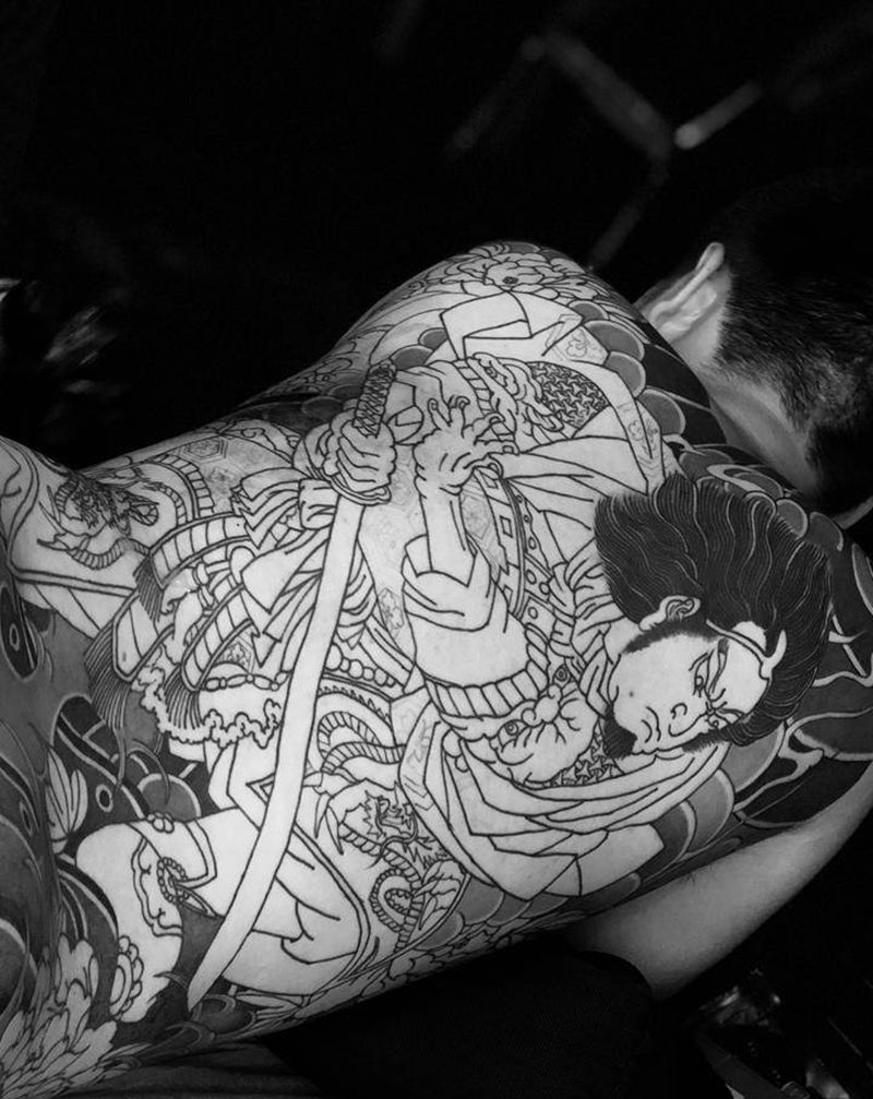 大图·日式老传统纹身图片_背部老传统纹身图案