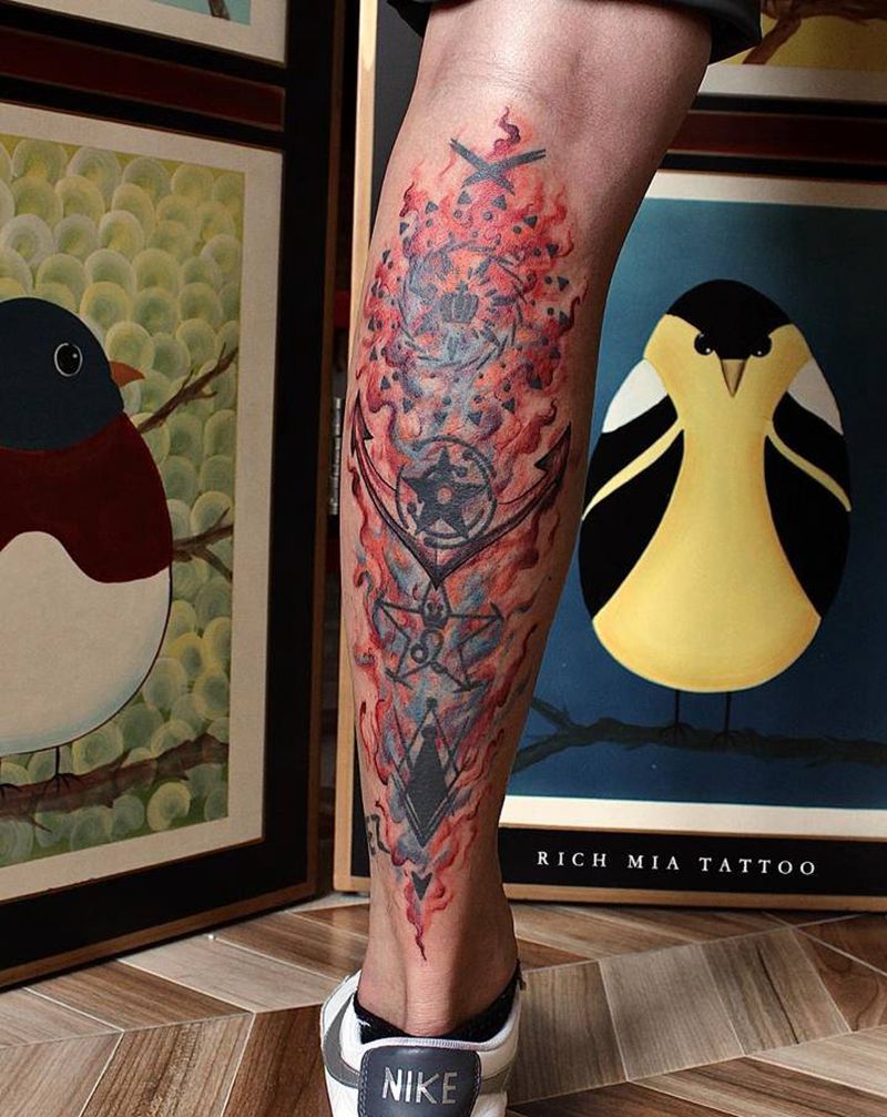 -纹身图片_腿部纹身图案