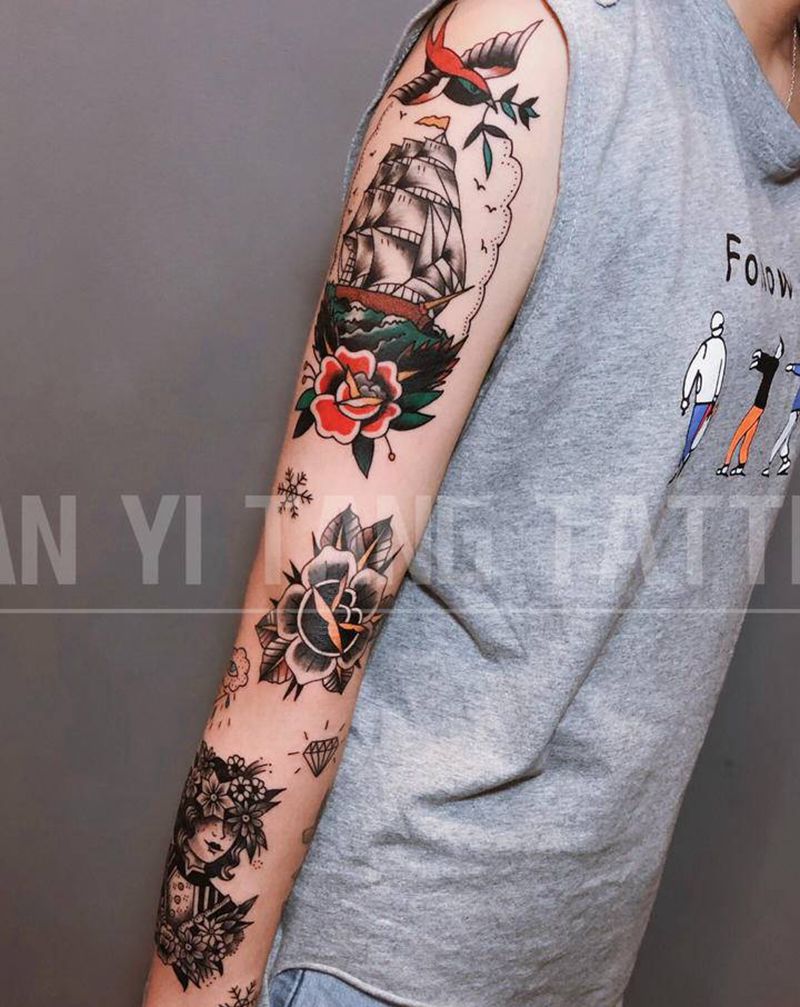 School纹身图片_Old SchoolNew School纹身图案