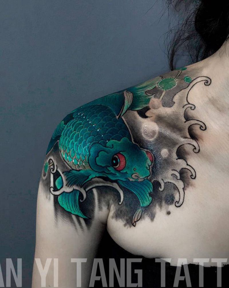 鱼纹身图片_新传统老传统纹身图案