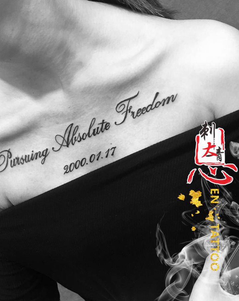 英文字母纹身图片_胸部花体字纹身图案