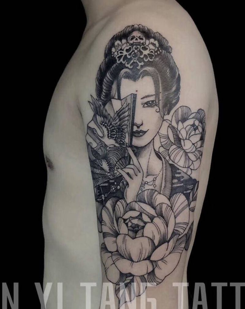 妓纹身图片_手臂老传统新传统纹身图案